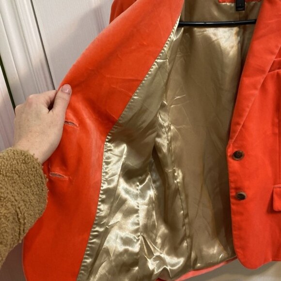 J. Crew Schoolboy Orange Velvet Single Breasted 2 Button Blazer Jacket 2 Pockets - Picture 8 of 9